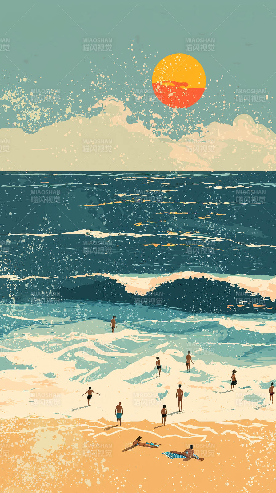 夏日海滩的慵懒时光图片