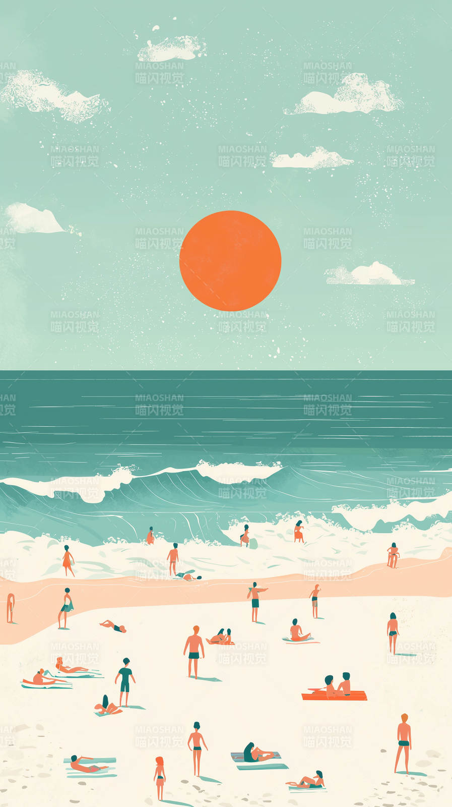 夏日海滩的慵懒时光图片