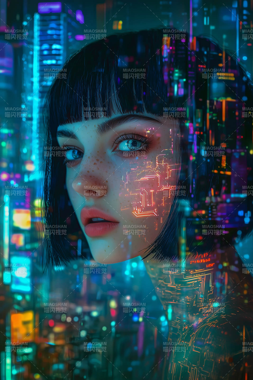 赛博朋克少女图片