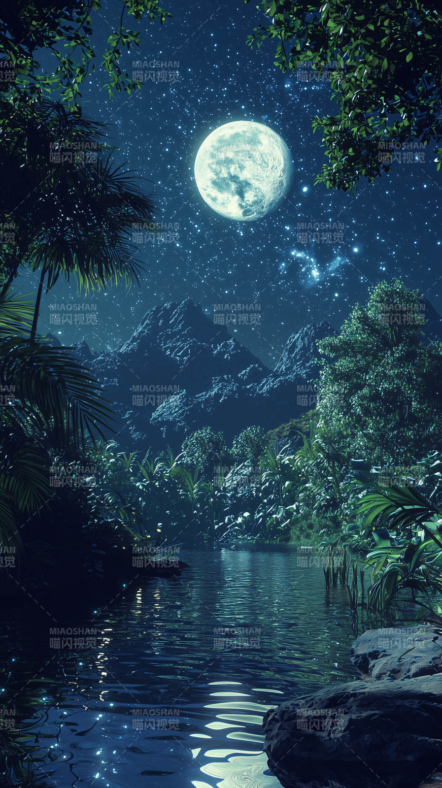 秘境幽湖山谷清泉图片