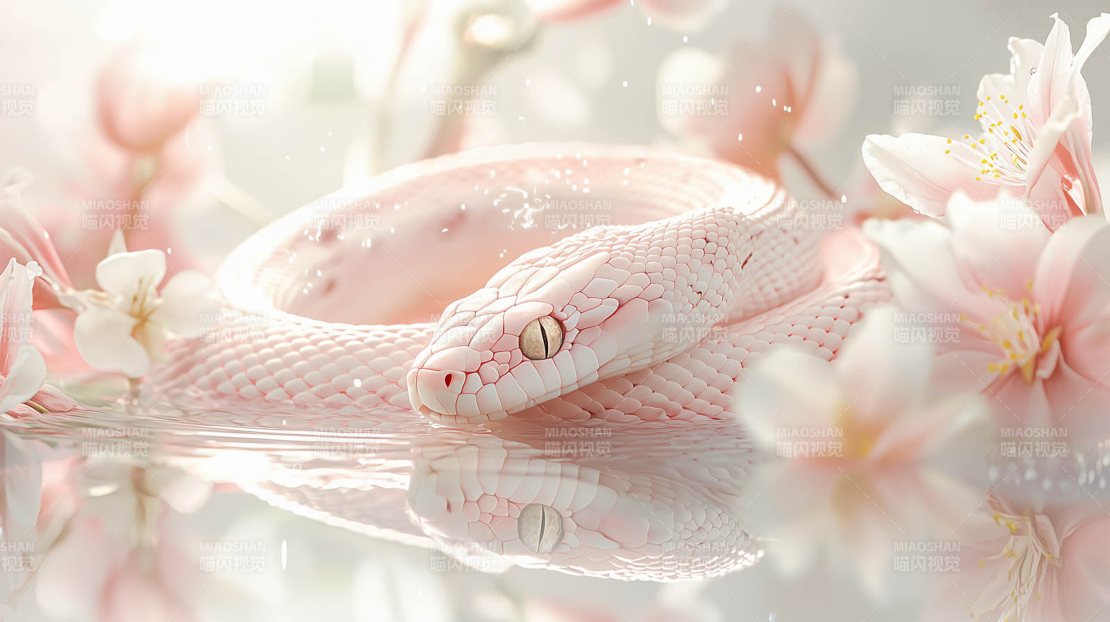 粉色蛇与花图片