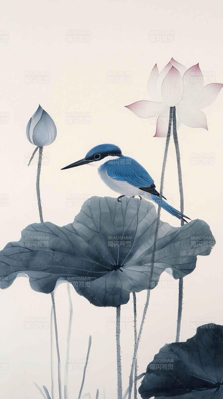 水墨写意翠鸟图片