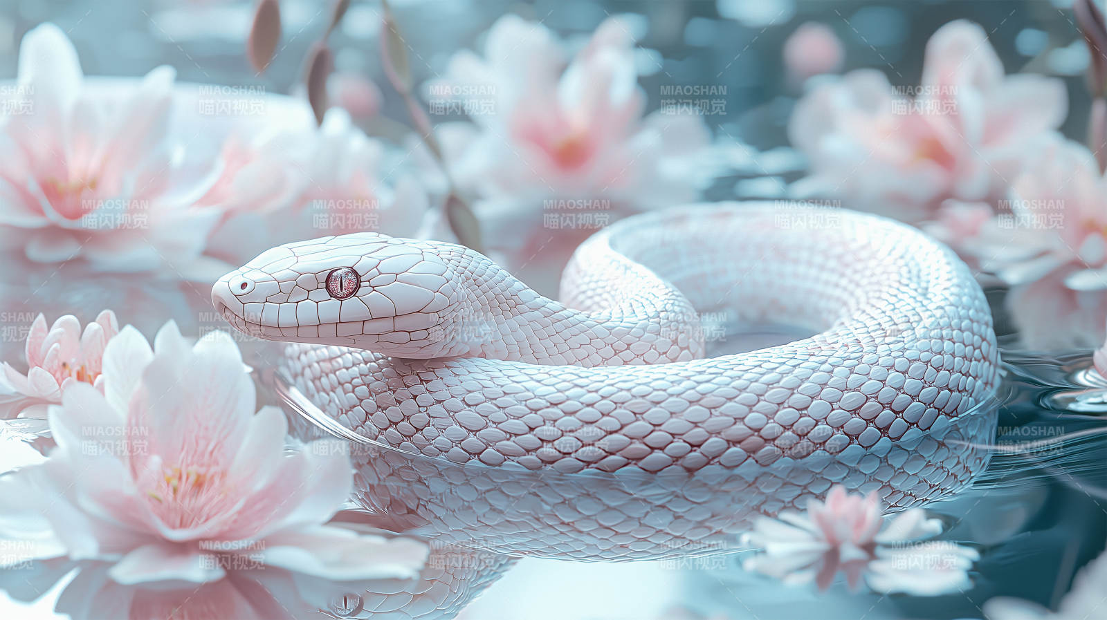 粉色蛇与花图片