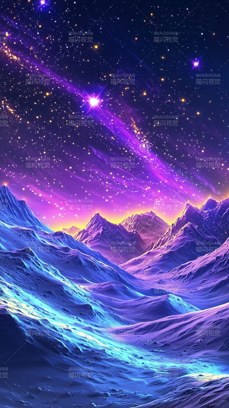 梦幻紫罗兰星河山脉图片
