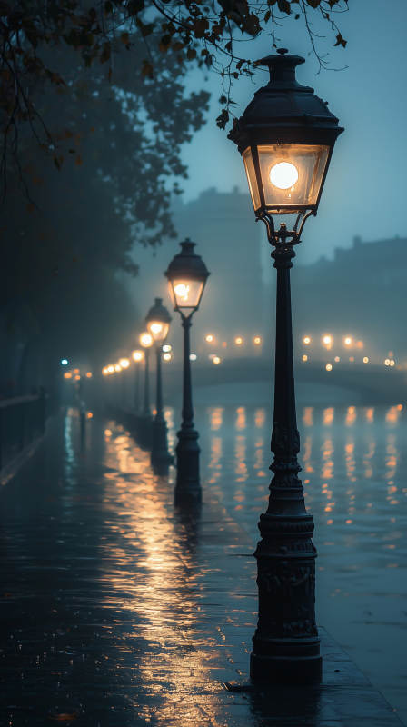 雨夜灯火阑珊图片