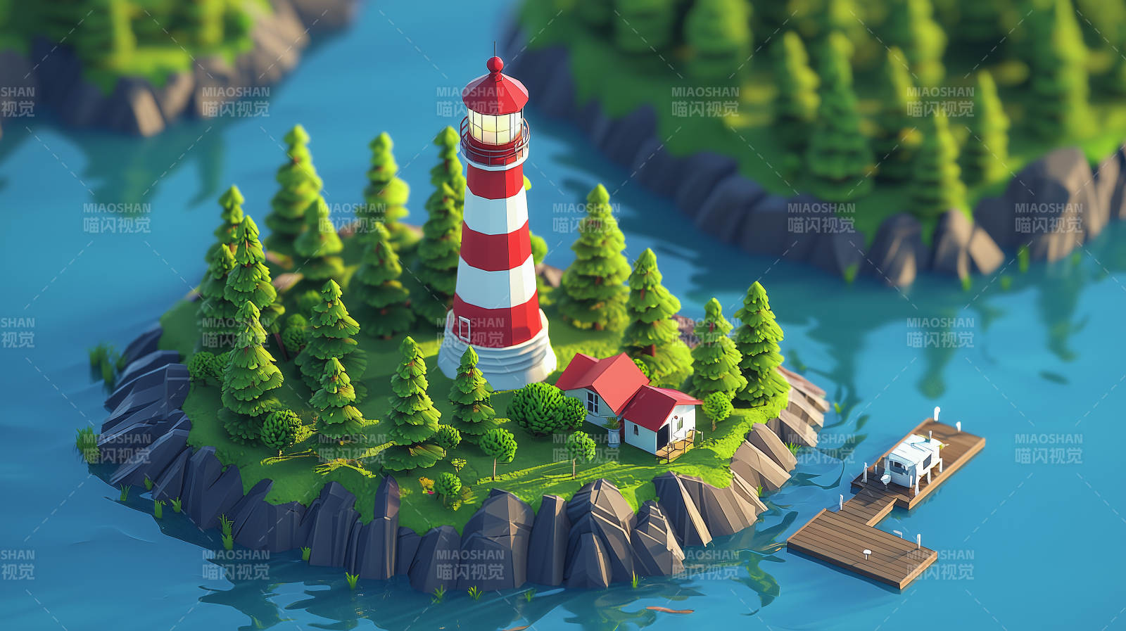 灯塔小岛风光图片