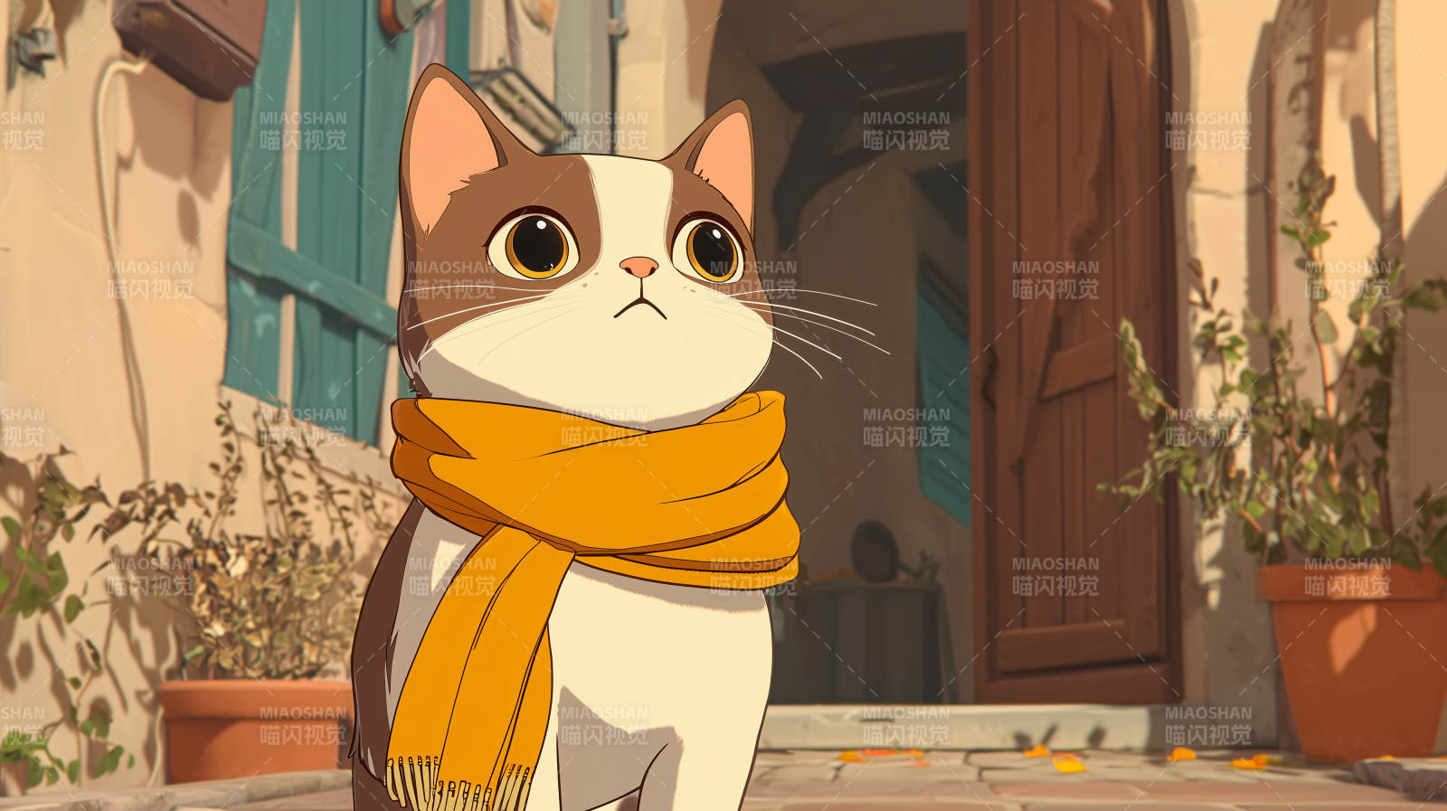 围巾猫的街角时光图片