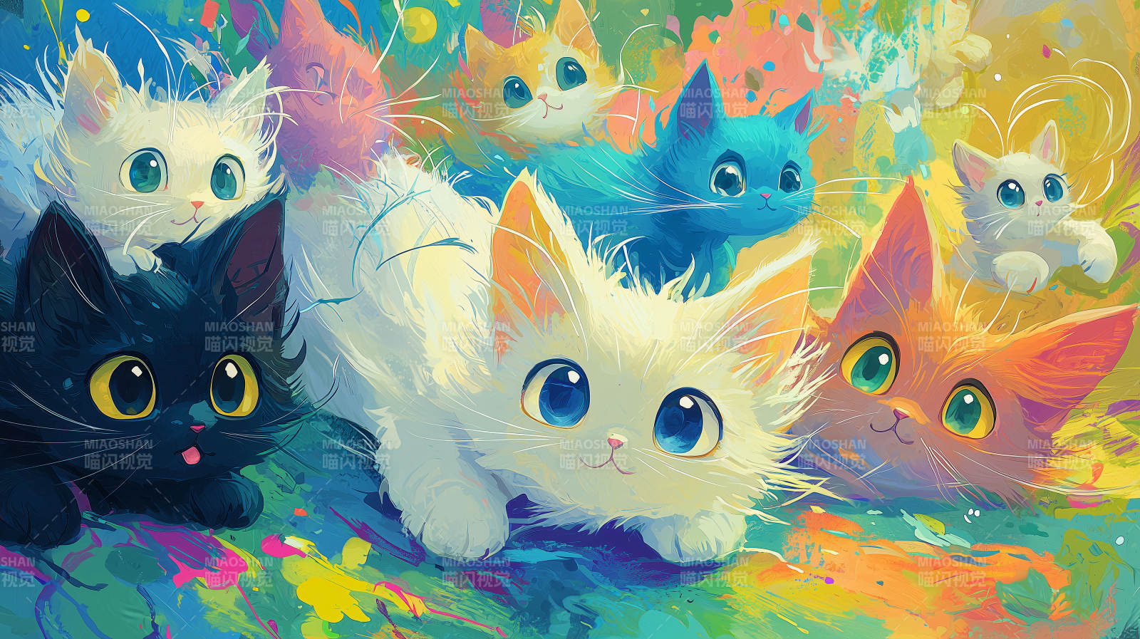 彩虹猫群图片