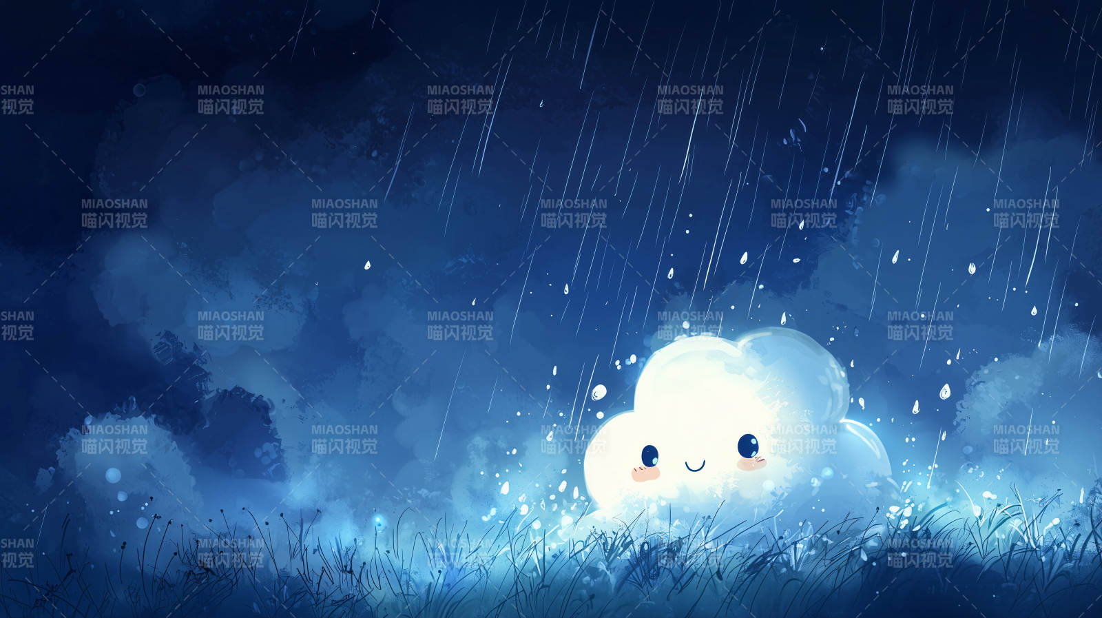 雨夜中的微笑云朵图片