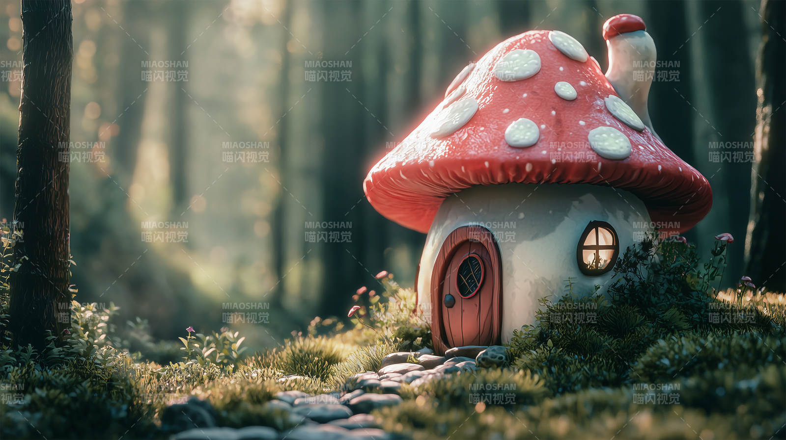 森林中的蘑菇屋图片