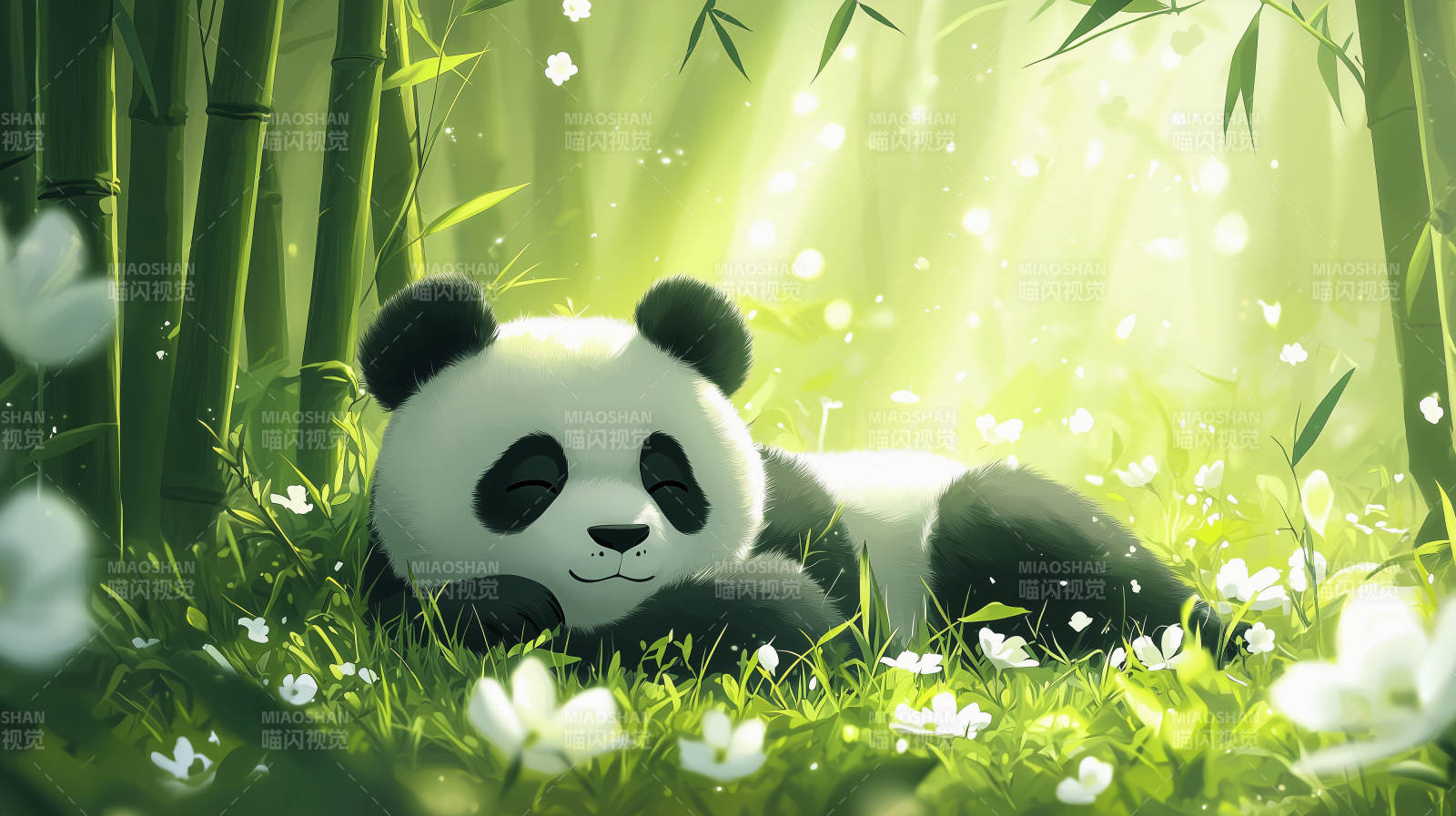 竹林熊猫静卧图片