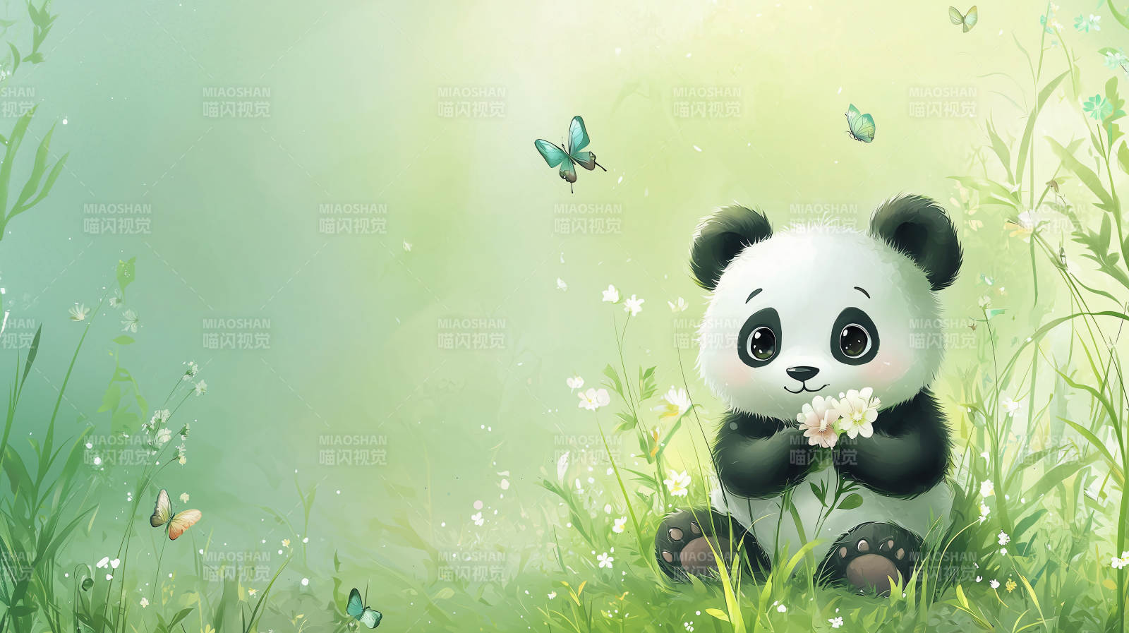 熊猫花间嬉戏图片