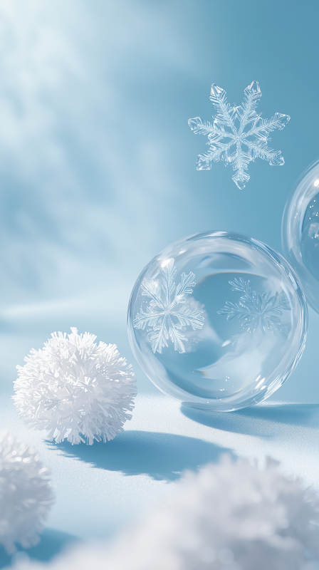 冬日雪景水晶球图片