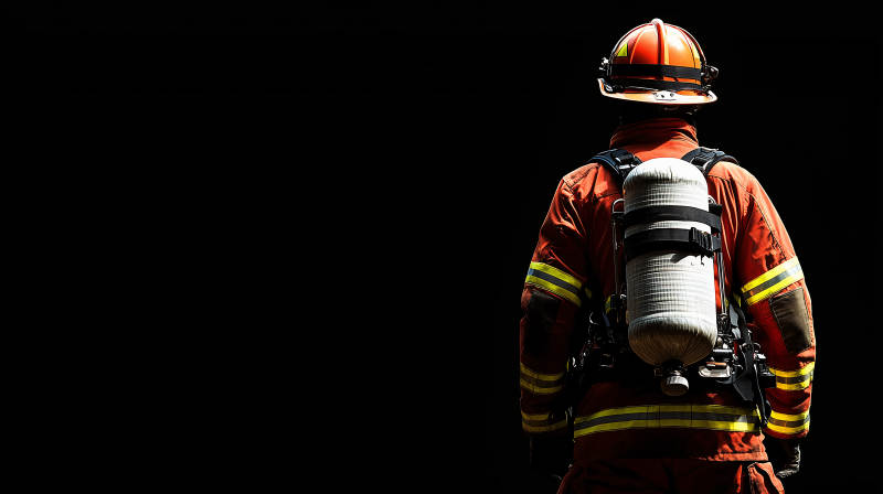 消防员背影图片