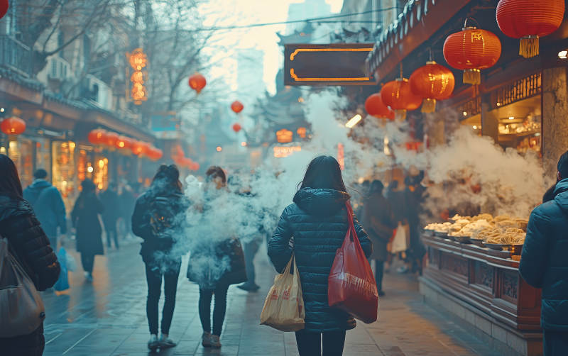 烟火街市 人潮涌动图片