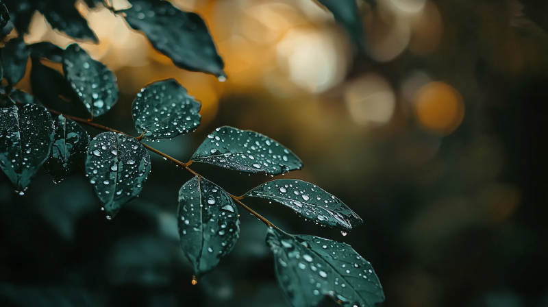 雨后叶露晶莹图片