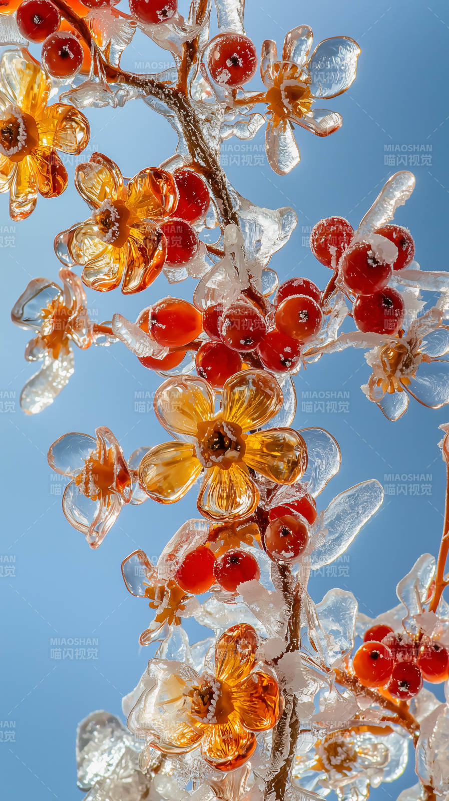冰封花果图片