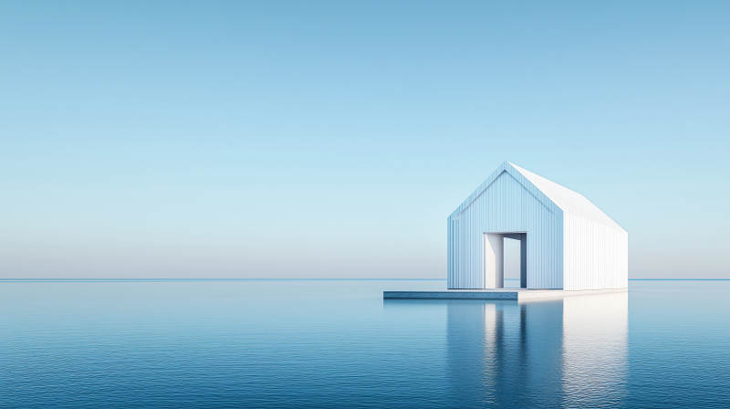 水天一色小屋图片