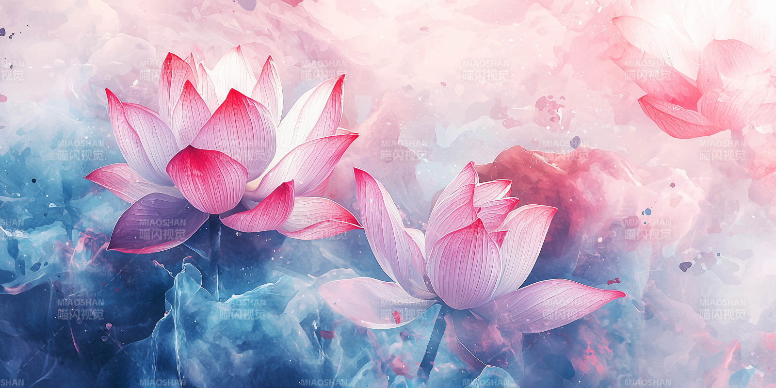 莲花绽放 梦幻水色图片