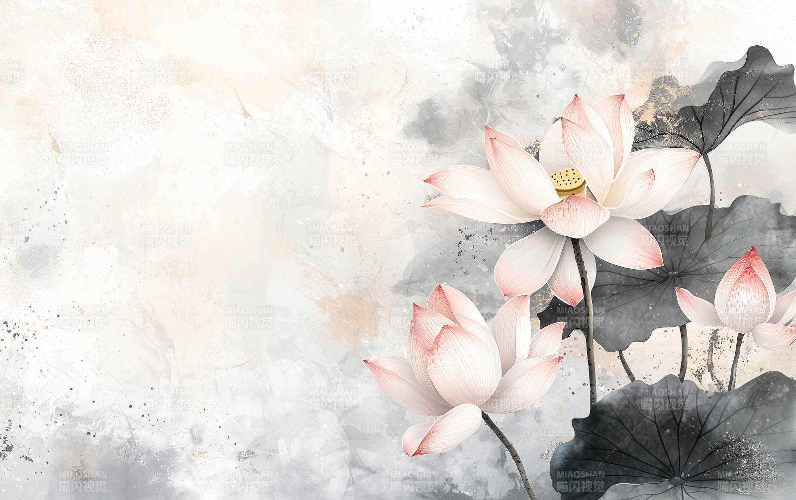 水墨荷花图图片