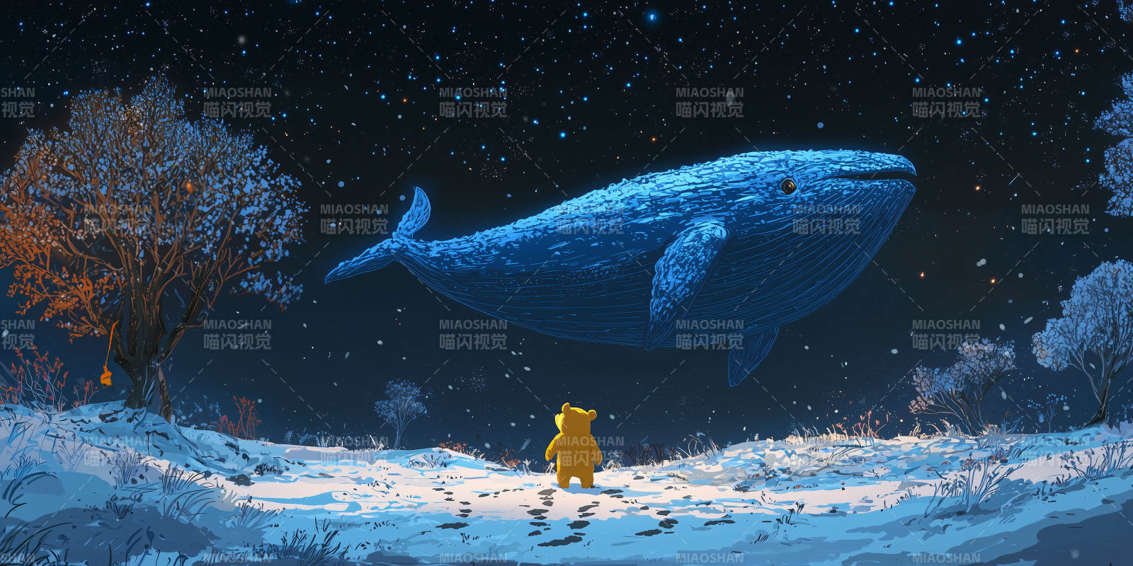 雪夜鲸影图片