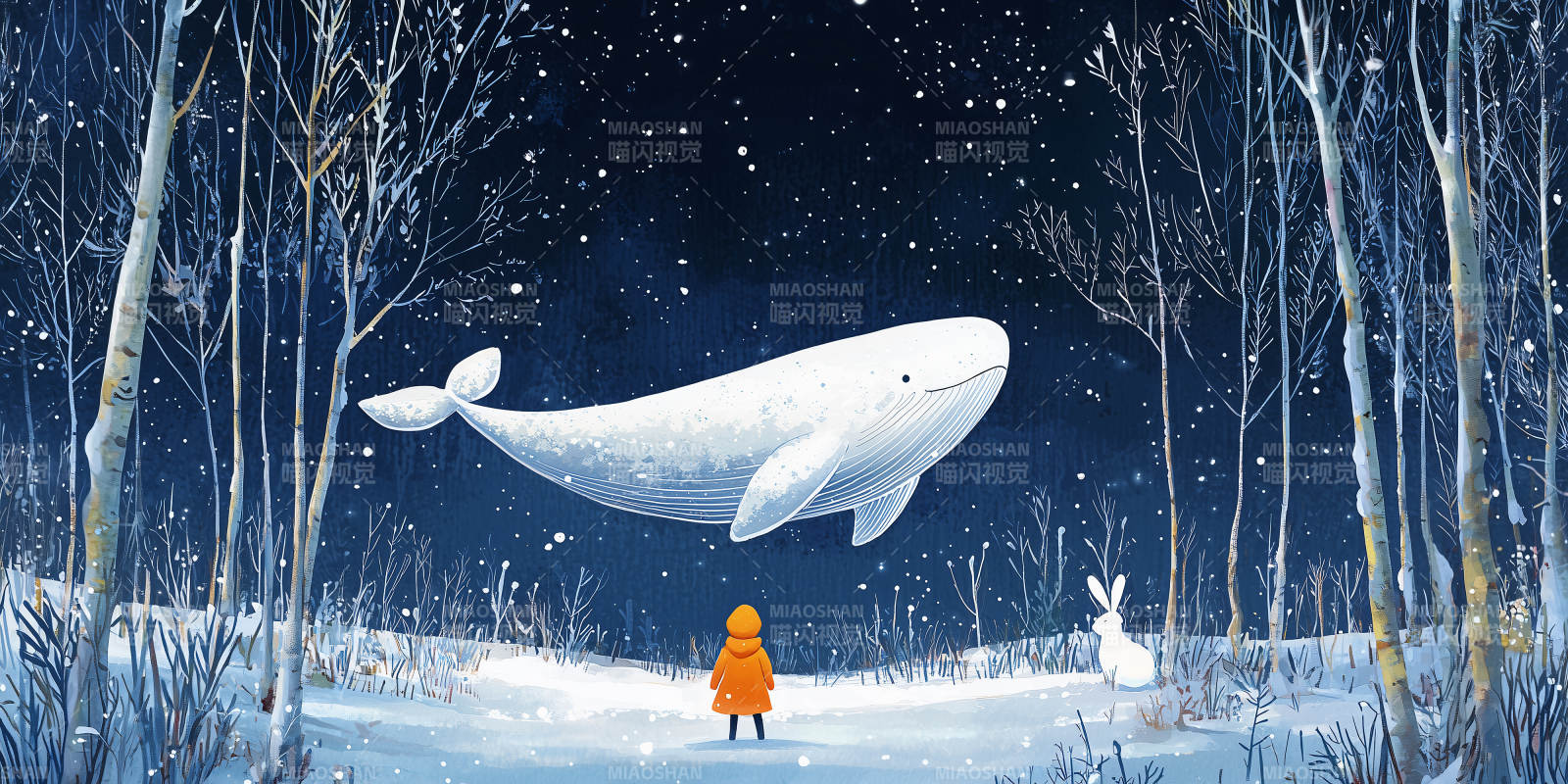 雪夜鲸影图片