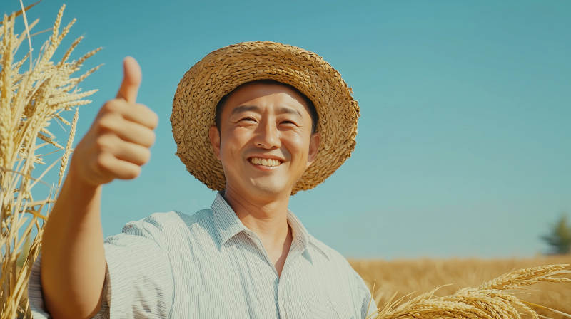 丰收喜悦 农民点赞图片