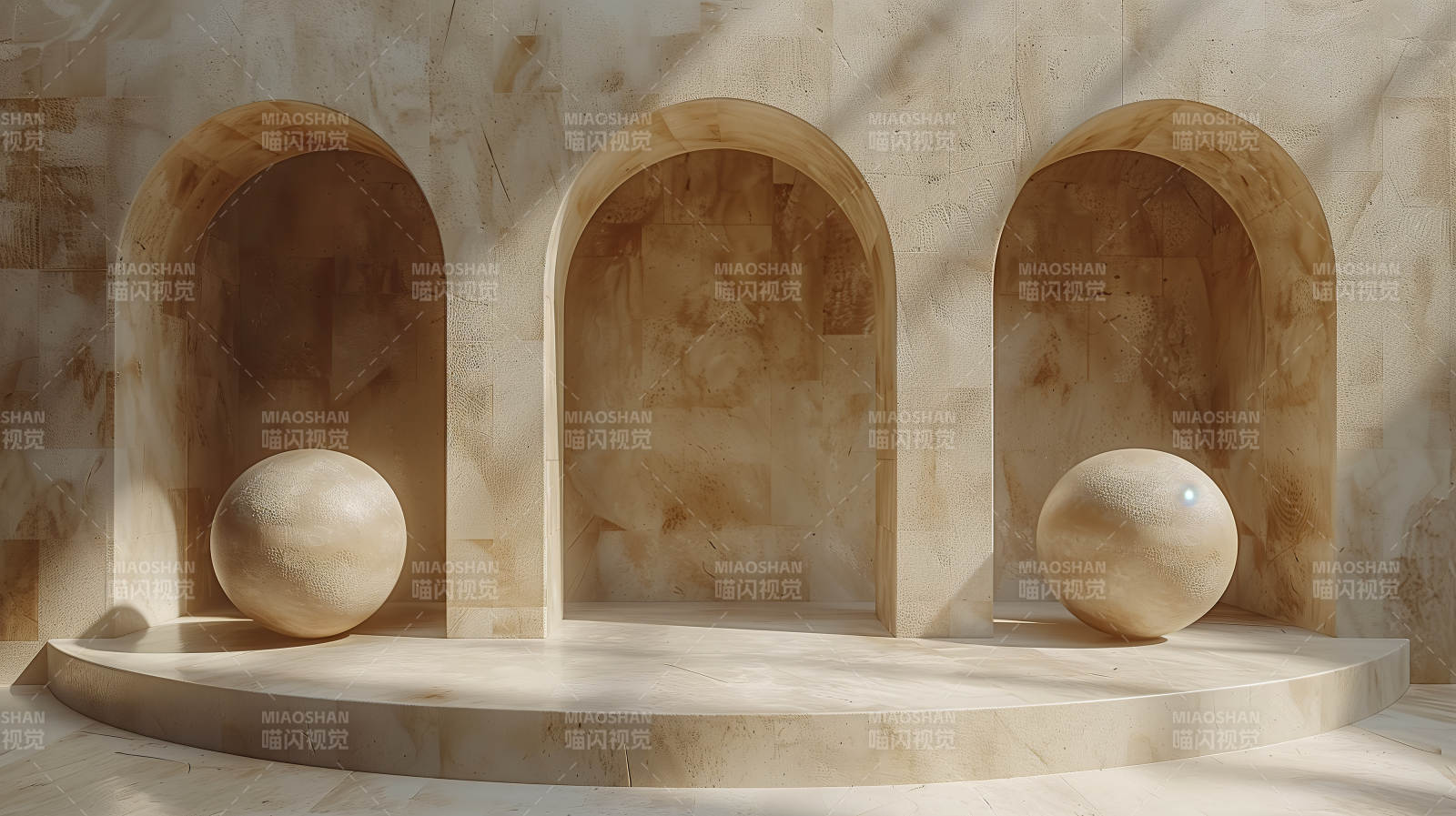 拱门与石球静景图片