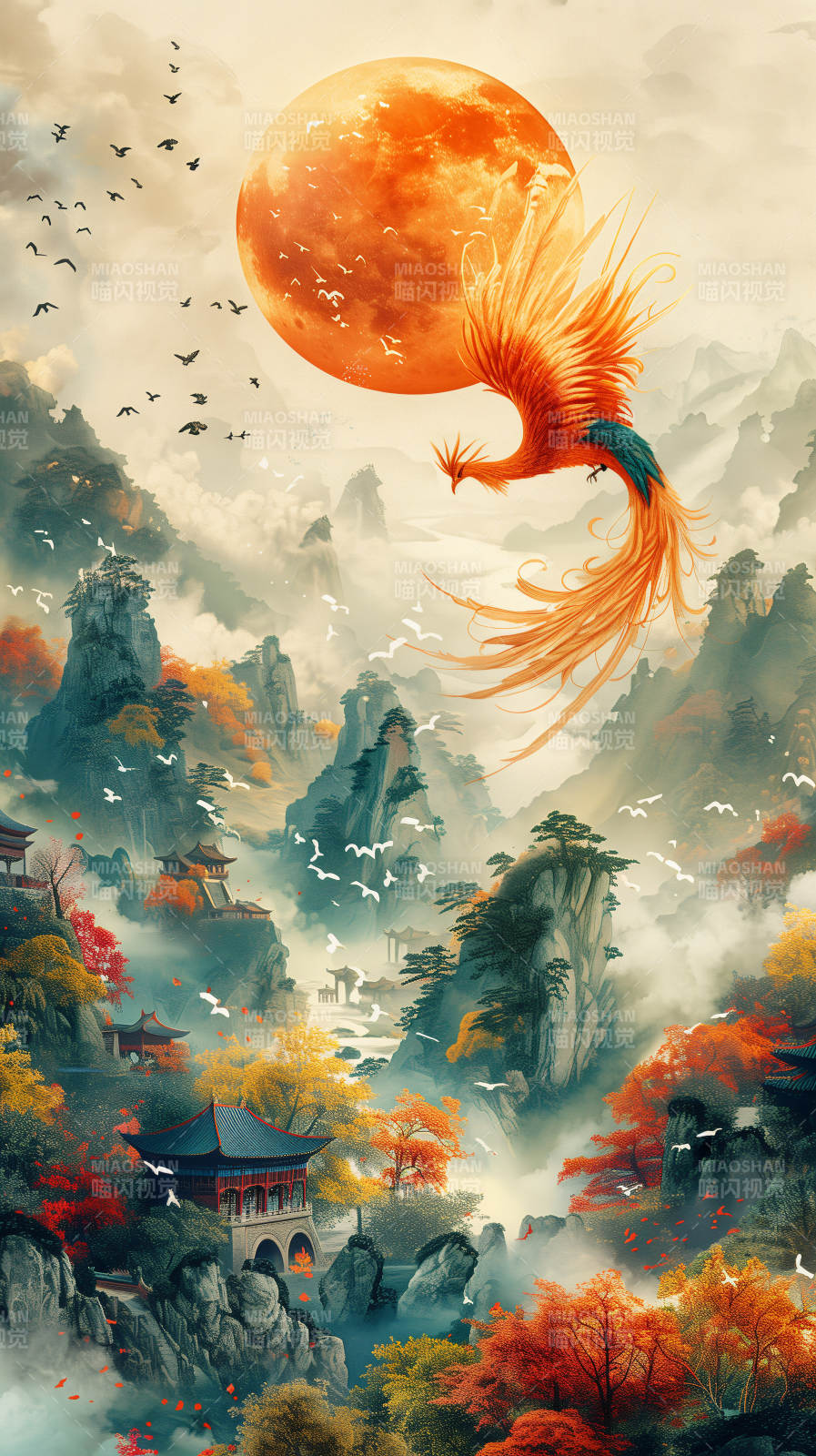 凤舞秋山月图片