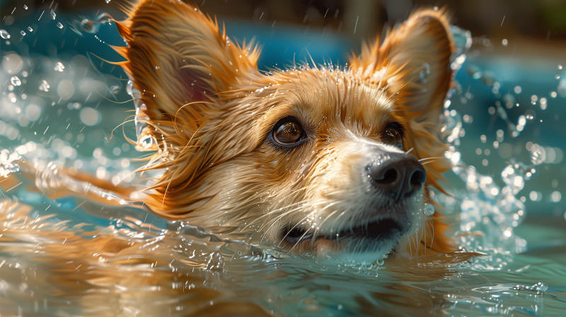 狗狗水中嬉戏图片
