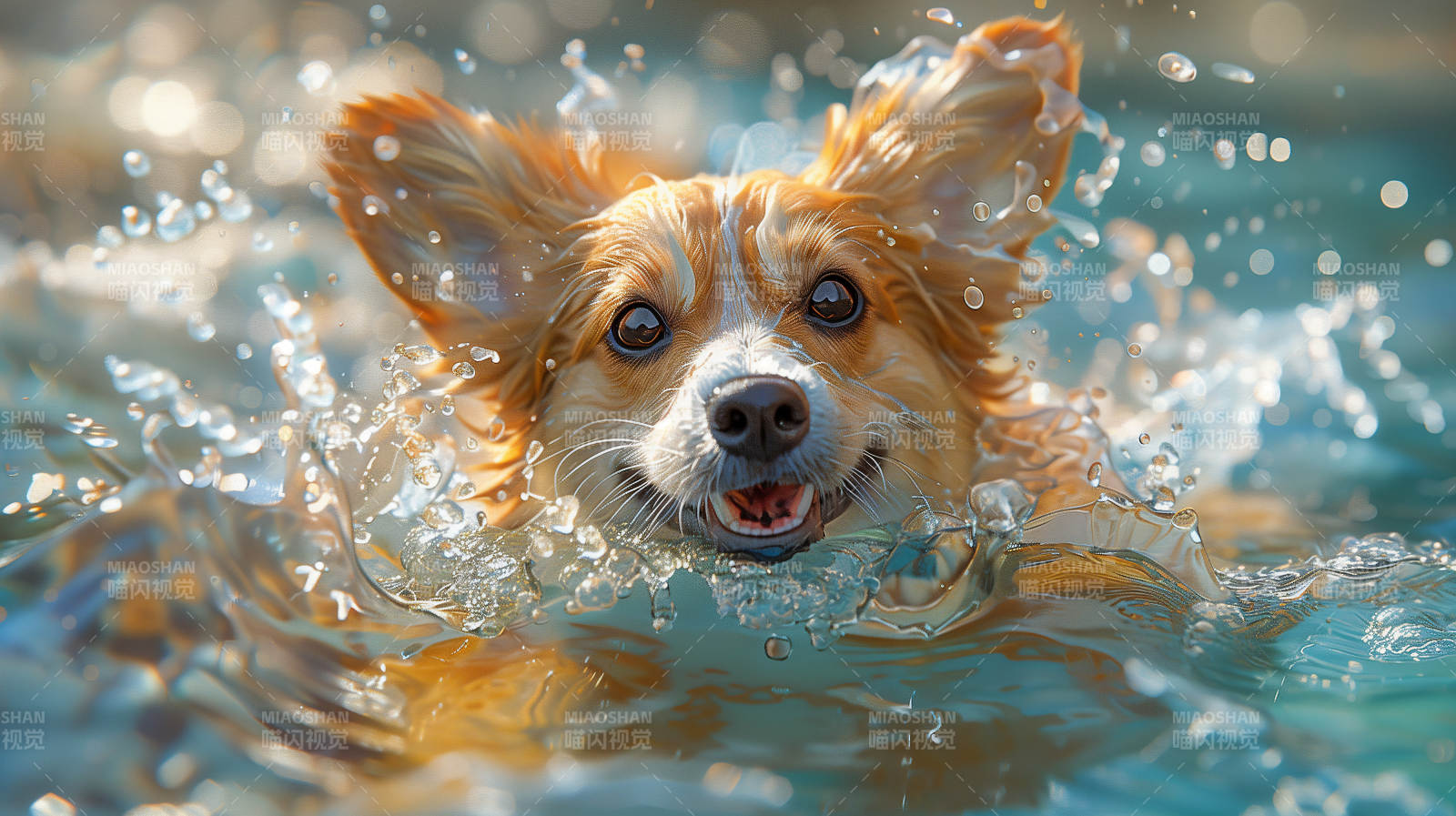 狗狗水中嬉戏图片