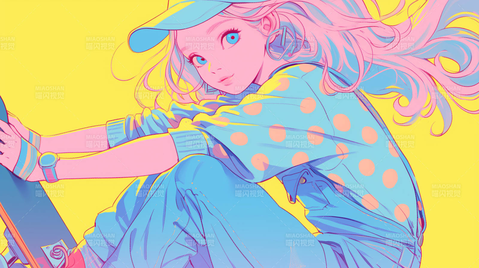 梦幻少女滑板时光图片