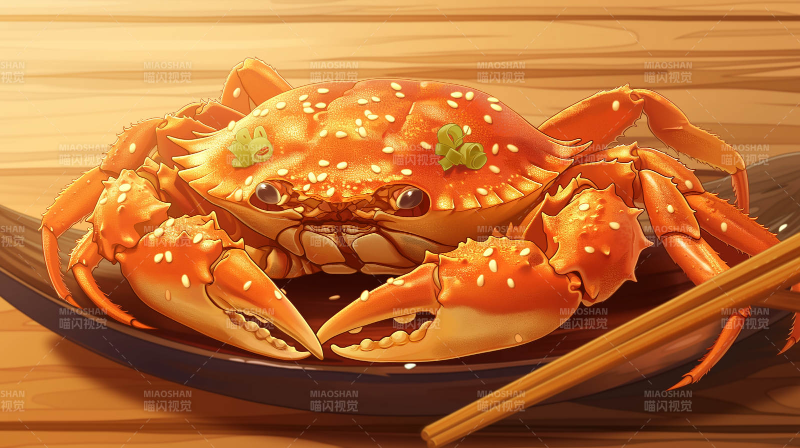 美味螃蟹配筷子图片