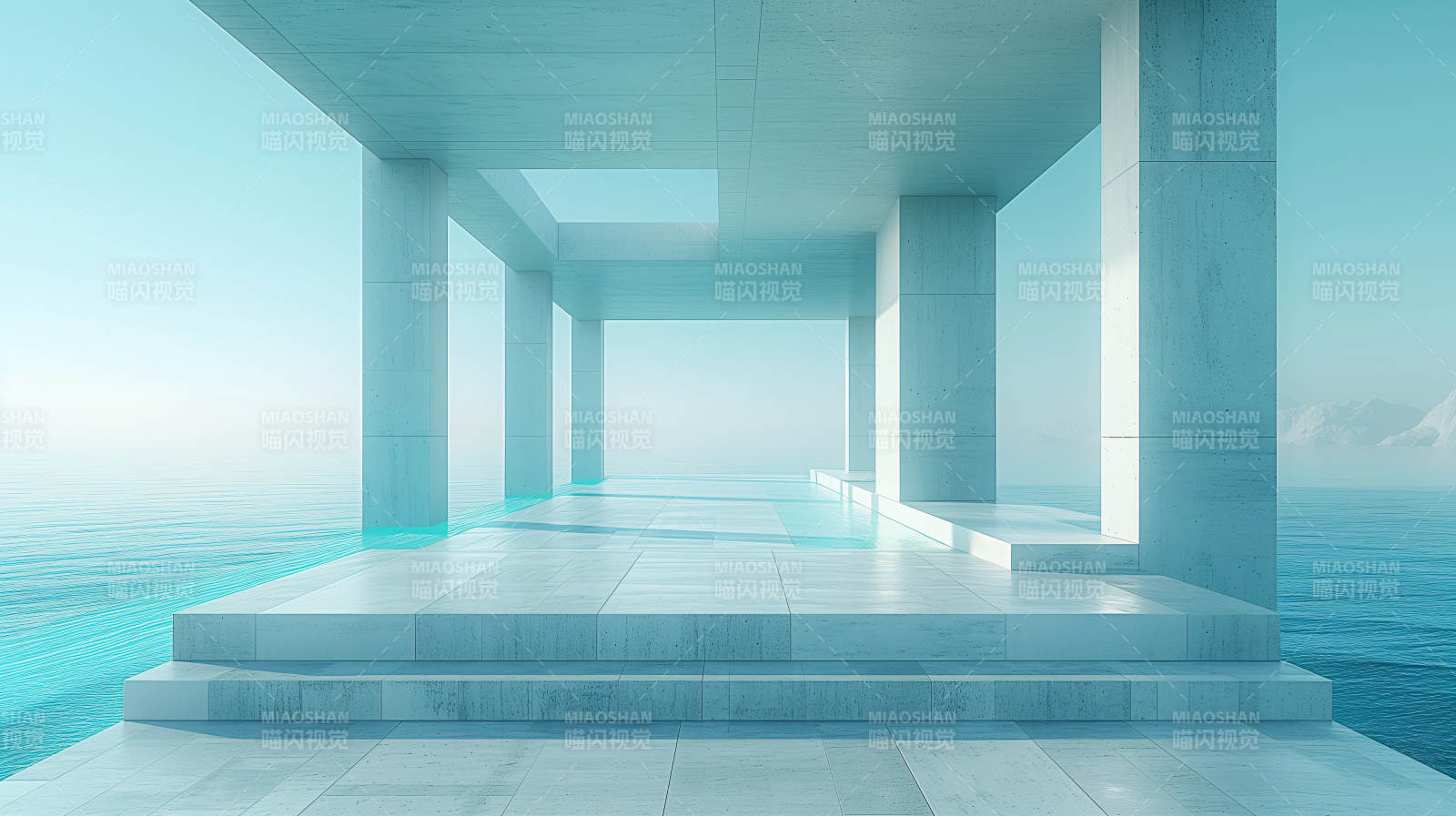 海天一色的泳池图片