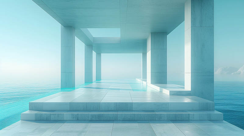 海天一色的泳池图片