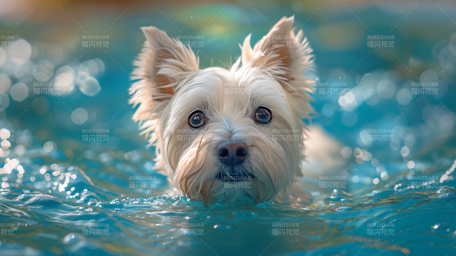 小狗水中嬉戏图片