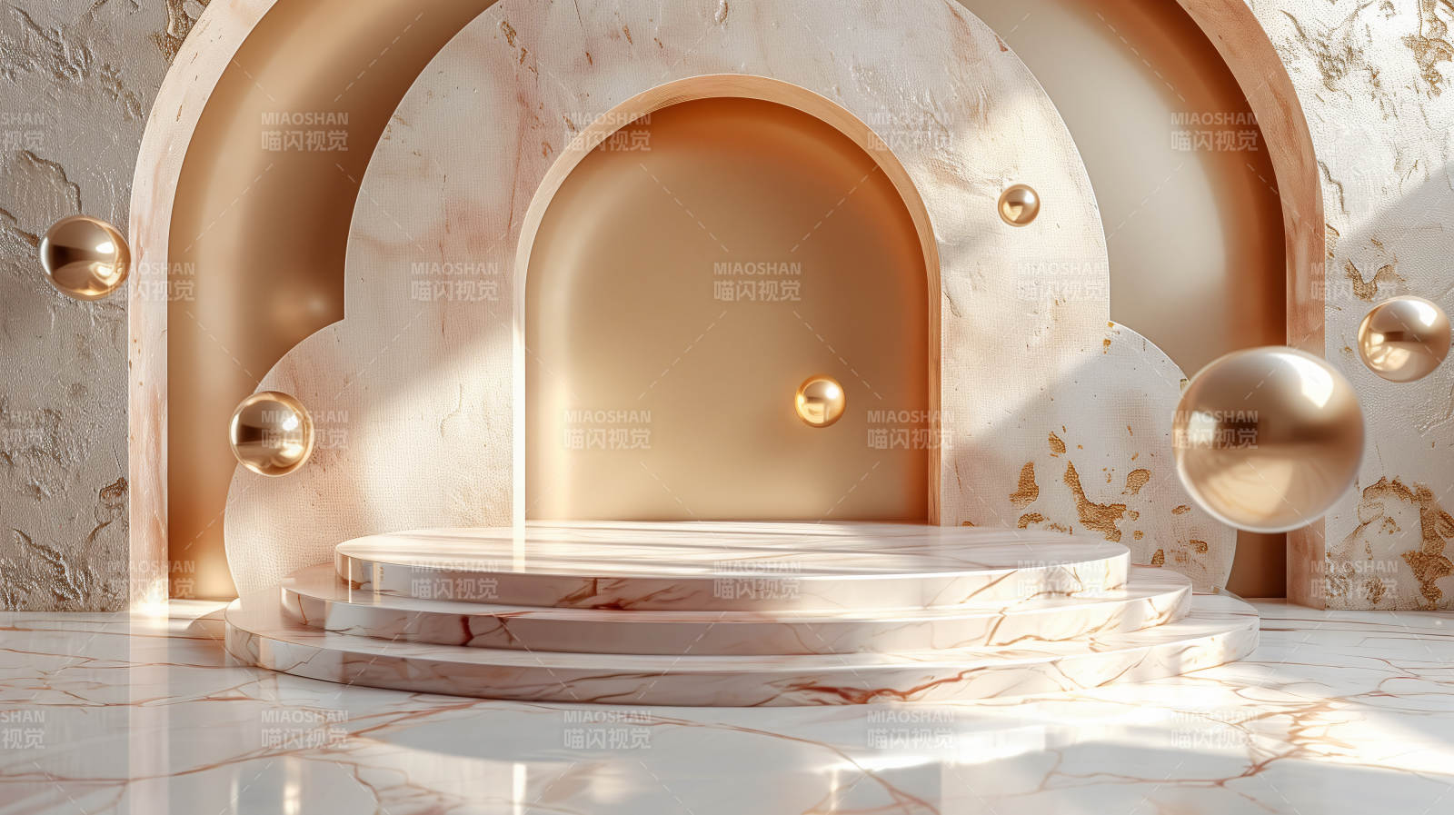 金色拱门大理石台图片