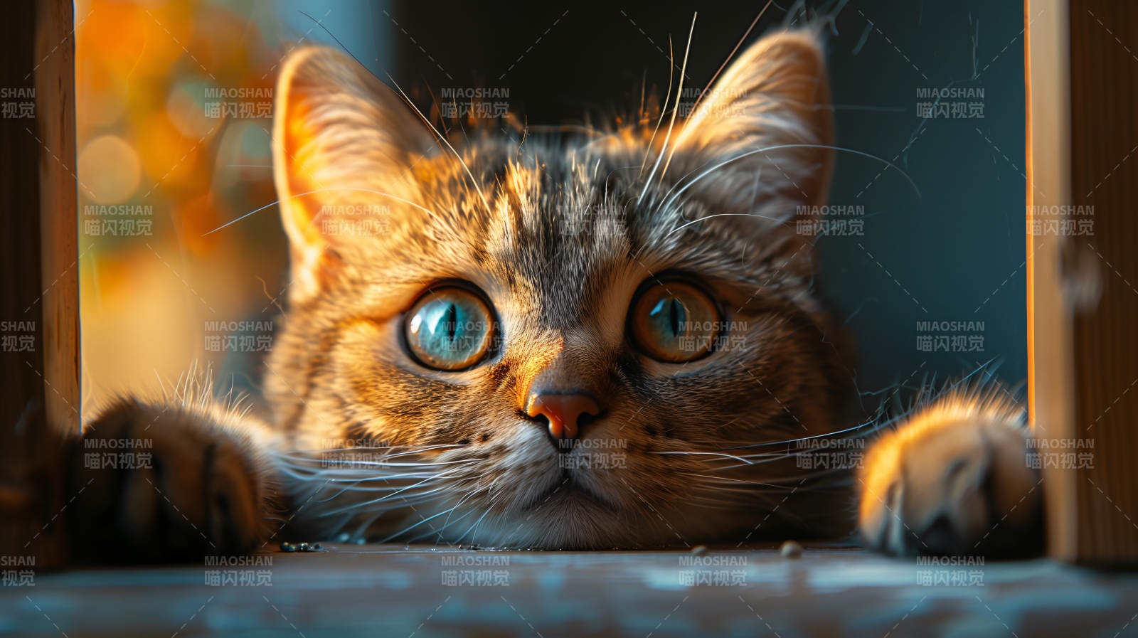 猫咪探头好奇望图片