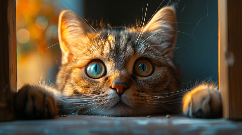 猫咪探头好奇望图片