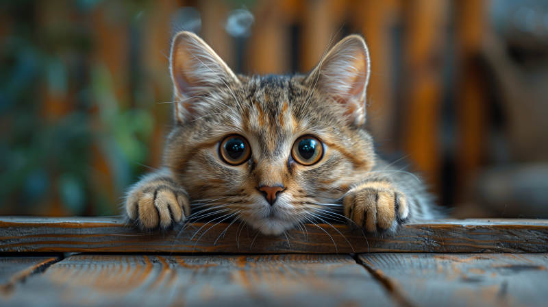 小猫探头好奇望图片