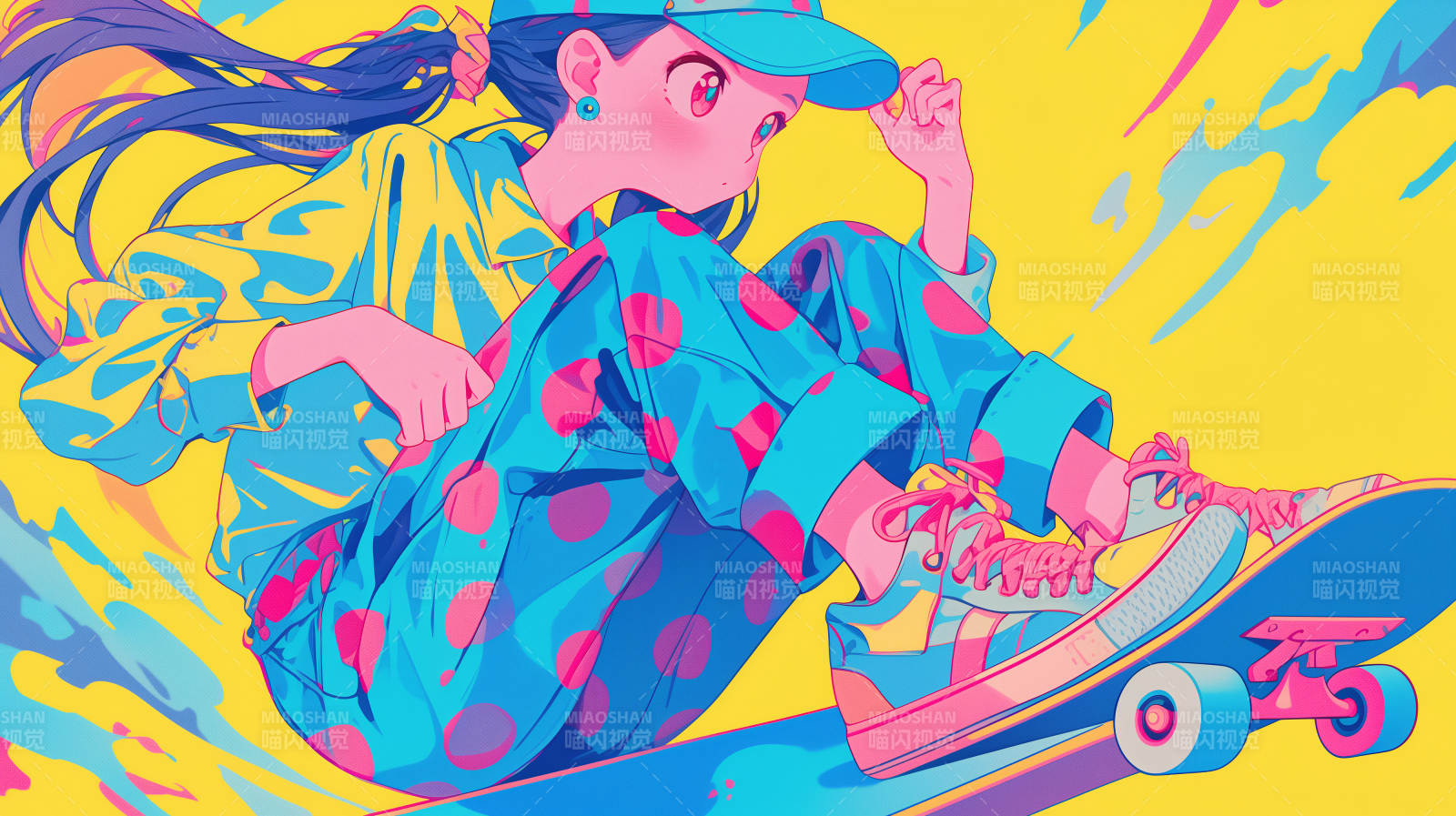 滑板少女的夏日时光图片