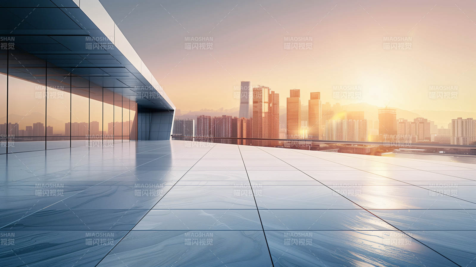 城市天际线晨曦图片