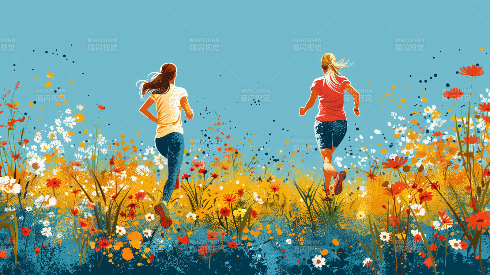 花海奔跑图片
