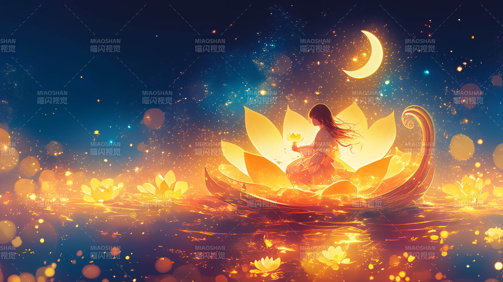 月下莲舟梦图片