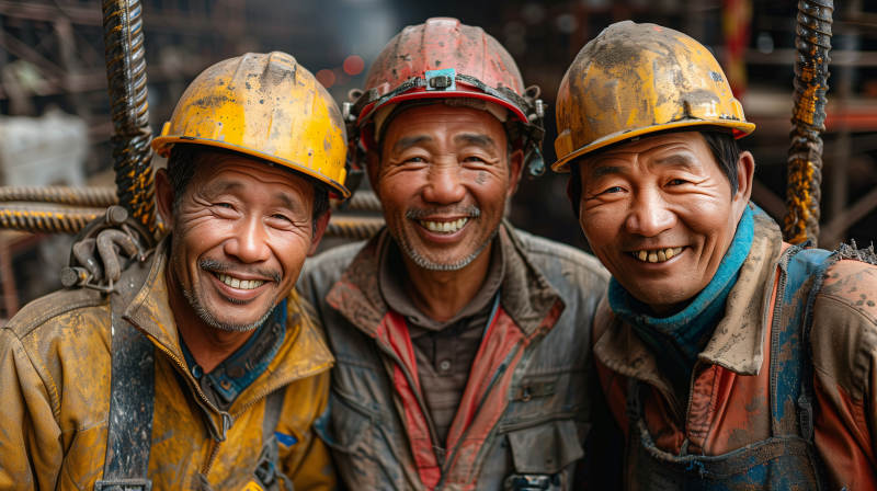 矿工笑容灿烂图片
