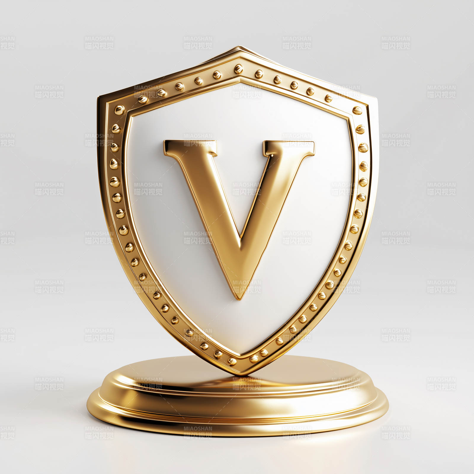 金色盾牌上的V标志图片