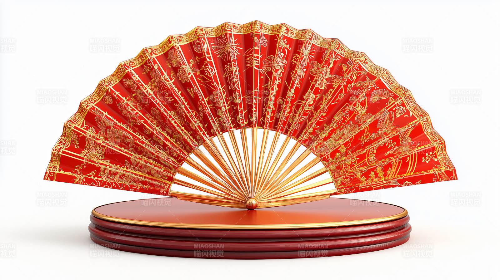 红金折扇展风采图片