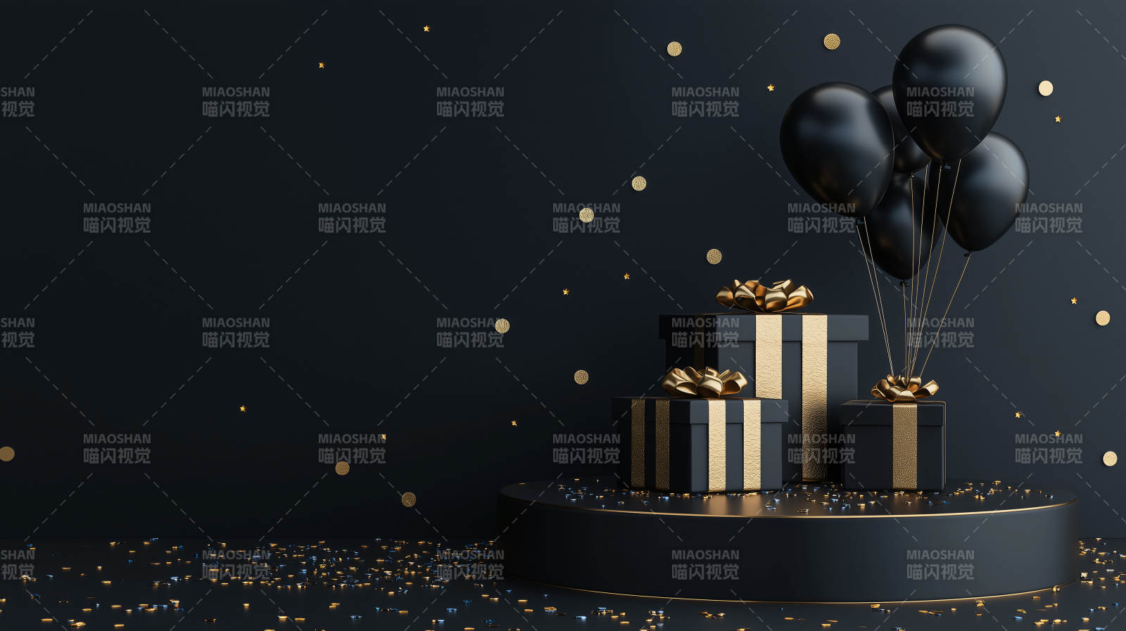 黑金礼盒与气球图片