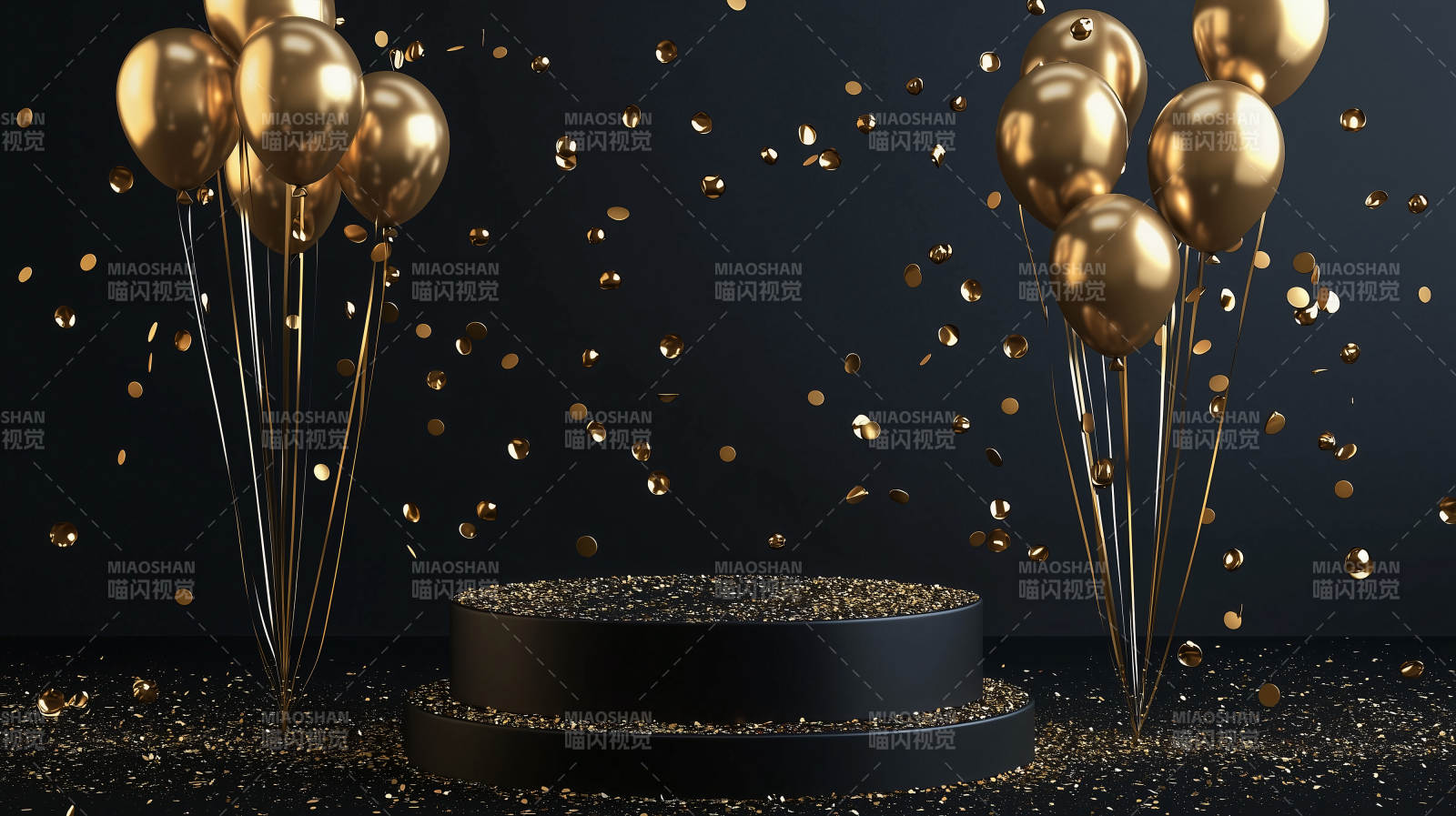 金色气球庆典场景图片