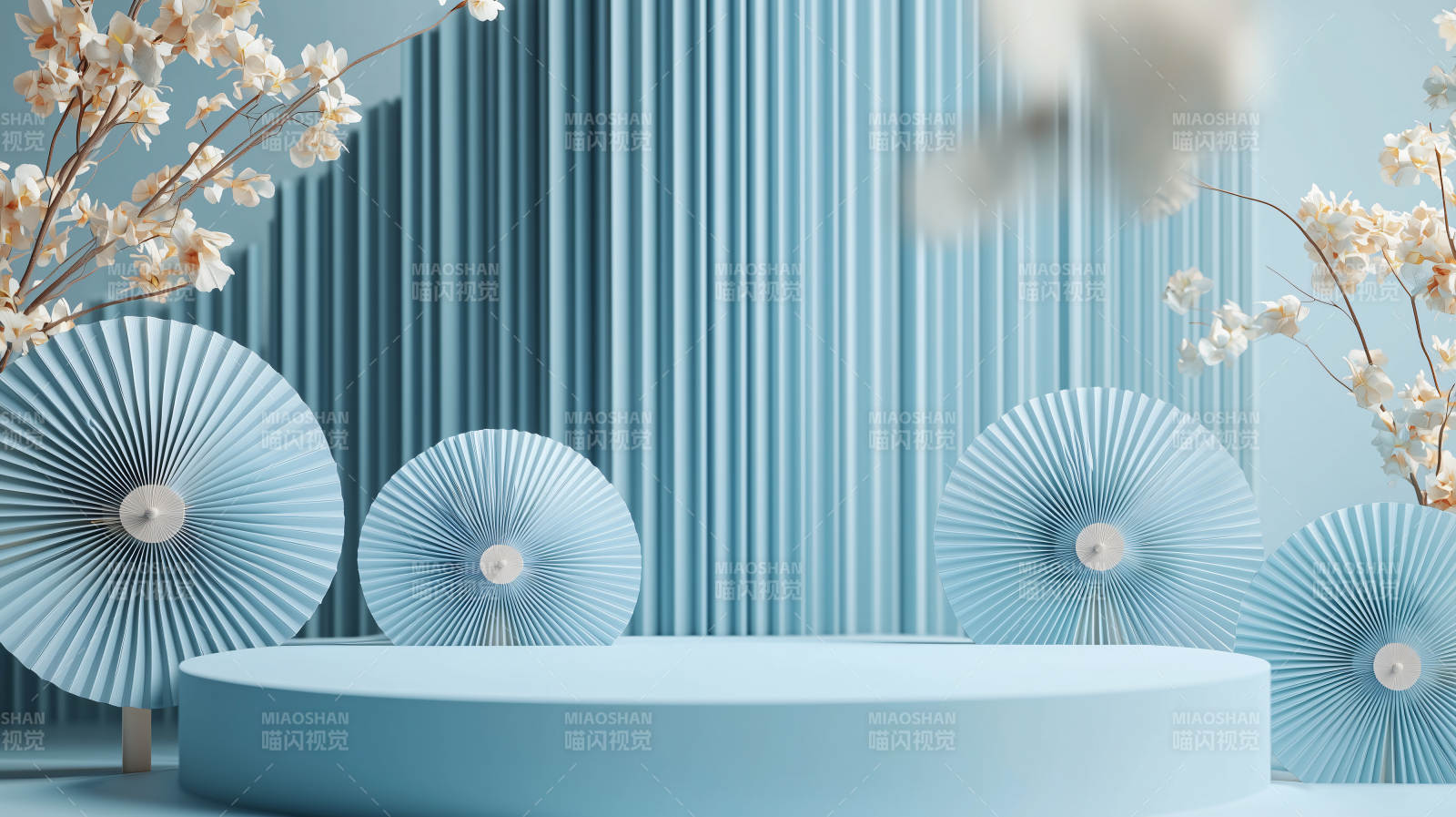 蓝调花艺展台图片